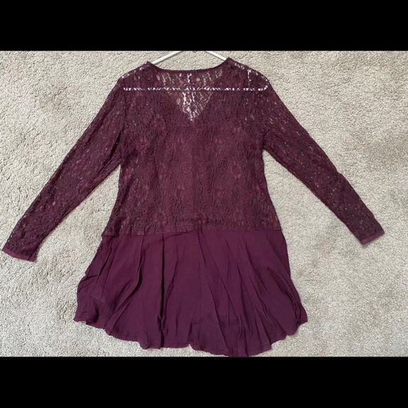 Women vintage america blues long sleeve dress Blouse purple Small - Picture 5 of 5